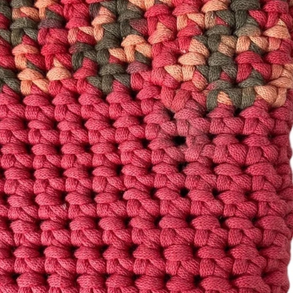 Handmade Crochet Pink Rainbow Tote Purse Bag Sack Hand Crafted Multi Color - Picture 9 of 11